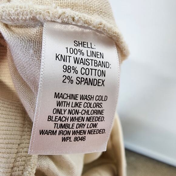 JM Collection Wide Leg Linen Pants Size 8 Cream Pull On Elastic Waist Casual - Picture 10 of 10